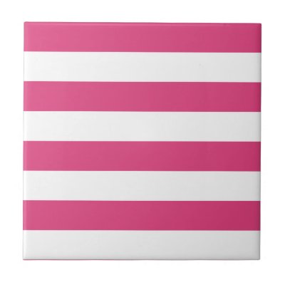Basic Pink and White Stripes Pattern Ceramic Tiles by AbbyCastro