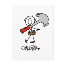 Basic Stick Figure Carpenter Tshirts and Gifts Post Card