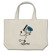 Basic Stick Figure Police Officer Canvas Bags