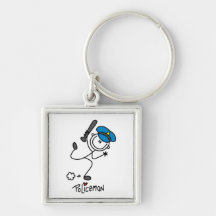 Basic Stick Figure Police Officer Key Chain