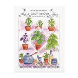 Basil Garden Watercolor Herb Art Pesto Garlic Post Card