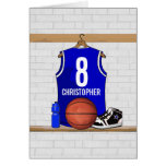 Basket-ball bleu personnalisé Jersey Cartes De Vœux