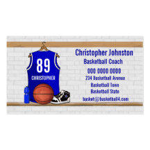 Basket-ball bleu personnalisé Jersey Cartes De Visite Professionnelles