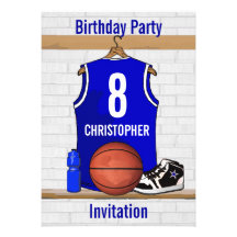 Basket-ball bleu personnalisé Jersey Invitations