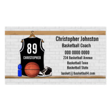 Basket-ball noir personnalisé Jersey Cartes De Visite Personnelles