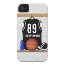 Basket-ball noir personnalisé Jersey Coques iPhone 4