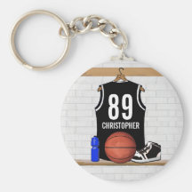 Basket-ball noir personnalisé Jersey Porte-clefs