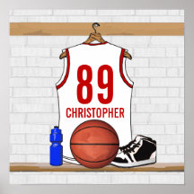 Basket-ball personnalisé Jersey (rouge blanc) Affiche