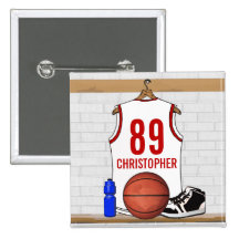 Basket-ball personnalisé Jersey (rouge blanc) Pin's