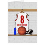 Basket-ball personnalisé Jersey (rouge blanc) Cartes De Vœux
