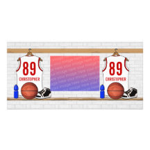 Basket-ball personnalisé Jersey (rouge blanc) Photocartes