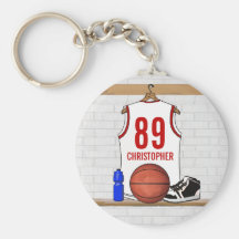 Basket-ball personnalisé Jersey (rouge blanc) Porte-clé