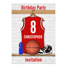 Basket-ball rouge personnalisé Jersey Faire-parts