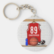 Basket-ball rouge personnalisé Jersey Porte-clef