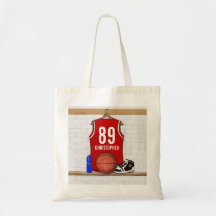 Basket-ball rouge personnalisé Jersey Sac En Toile