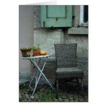 Basket chair and plants card