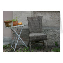 Basket chair and plants cards
