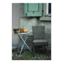 Basket chair and plants art photo