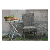 Basket chair and plants art photo