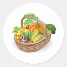 Basket fresh vegetables stickers