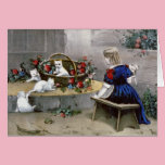 Basket Full of White Kittens and Red Roses cartes