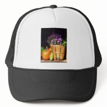 Basket of Asters With Pumpkin and Gourd