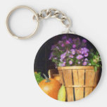 Basket of Asters With Pumpkin and Gourd Key Chains