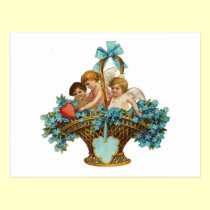 Basket of Cherubs and Flowers postcards