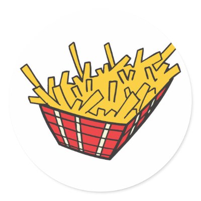 basket of french fries round stickers by doonidesigns