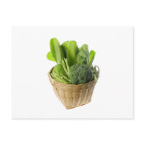 Basket of green vegetables postcards