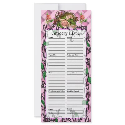 Basket of Pink Roses Design Grocery List Rack Card Template by Lynnes_creations