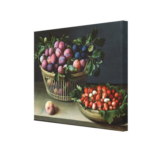 Basket of Plums and Basket of Strawberries, 1632 Canvas Prints