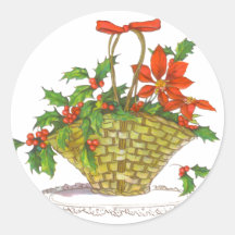 Basket of Poinsettias Stickers