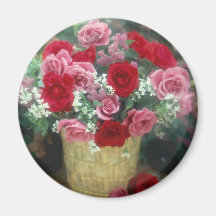 Basket of Roses Fridge Magnets