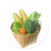 Basket of vegetables round sticker