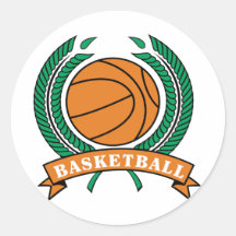 Basketball-and-Boarder Round Sticker