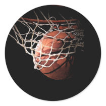 Basketball Ball in Action Round Stickers