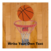 Basketball & Basket - Write Your Own Text! posters