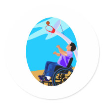 Basketball Boy Round Sticker