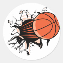 Basketball Burst Round Sticker