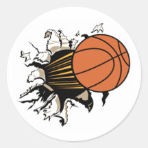 Basketball Burst Round Stickers