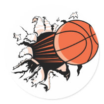Basketball Burst Round Sticker