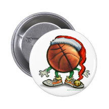 Basketball Christmas Pinback Button