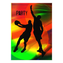 Basketball Duo Bright Court Lights Invite