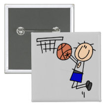 Basketball Jump Shot Blue T-shirts and Gifts Pinback Buttons