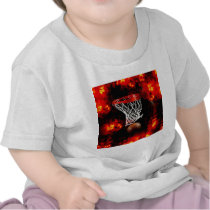 Basketball Net, Ball & Flames T Shirt