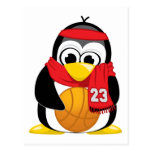 Basketball Penguin Scarf Post Card