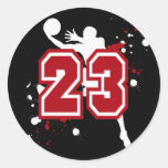 BASKETBALL PLAYER NUMBER 23 ROUND STICKERS