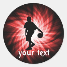 Basketball Player; Red Round Sticker