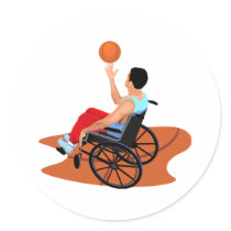 Basketball Player Round Sticker
